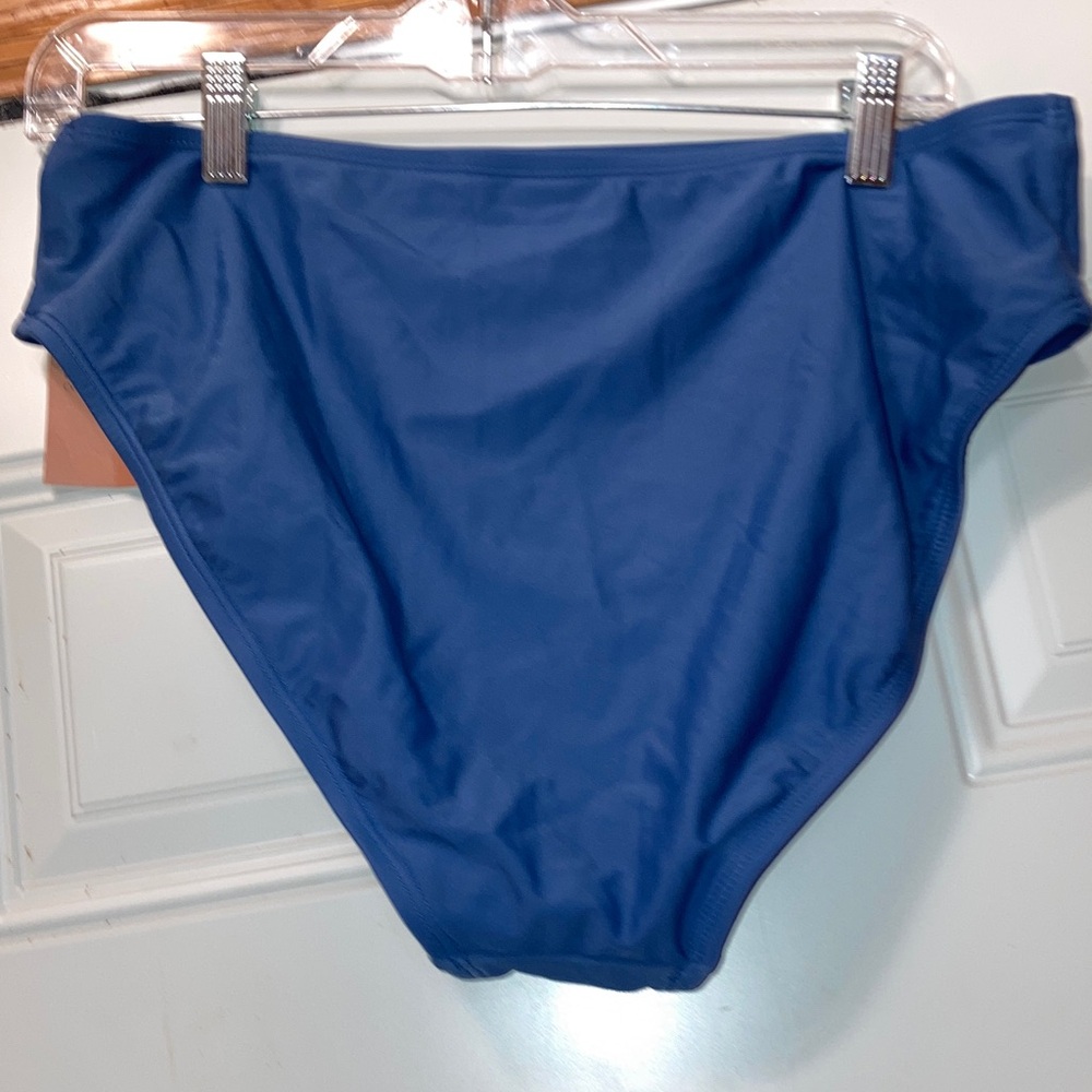 Shade & Shore Blue High-Waisted Bikini Bottom L‎ NWT